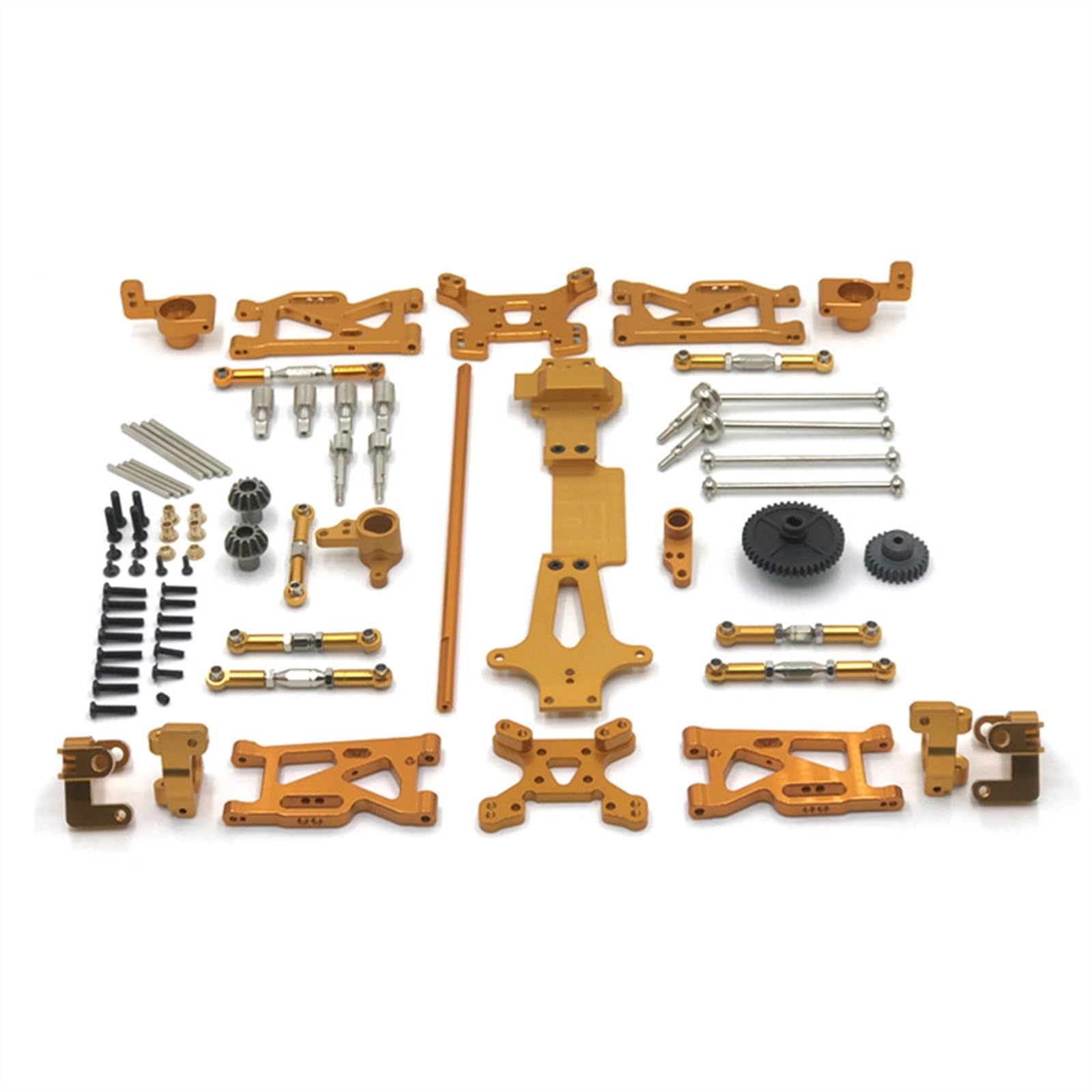 PEGGYLIN Metall-Upgrade-Schwingen-Antriebswelle, Lenkbecher, 17-teiliges Set, passend for WLtoys 1/14 144001 144010 144002 RC-Autoteile(Yellow) von PEGGYLIN