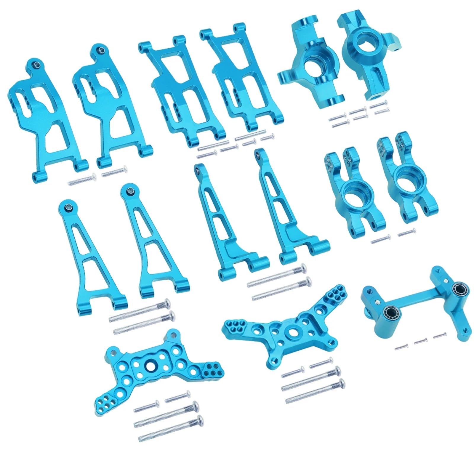 PEGGYLIN Passend for Mjx 14210 14209 H14BM Metall-Lenkbecher, oberer und unterer Schwingarmsatz, Stoßdämpferhalterung, Karosseriepfosten, Hyper Go RC-Auto-Upgrade-Teile(14209 14210 Blue) von PEGGYLIN