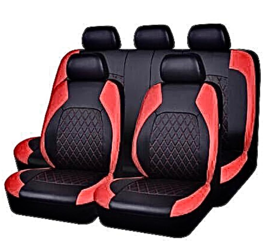 PEIIP Autositzbezüge sind geeignet für Seat Arona Arona FR Altea Altea FR Ateca Ateca FR Marbella Ibiza Mk2 Kompatibel mit Autositzbezügen,Schwarz Rot von PEIIP