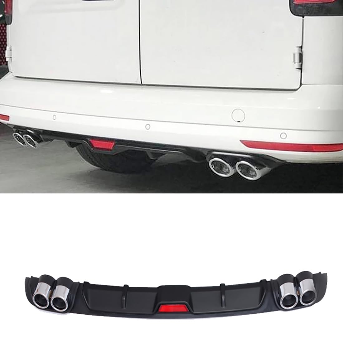 Silber/Schwarz Auto Hinten Stoßstange Diffusor Spoiler Lippe für Vw Caddy 2005-2018, Body Kit Spoiler, ABS Kunststoff Material,Black-Black von PEJLHK