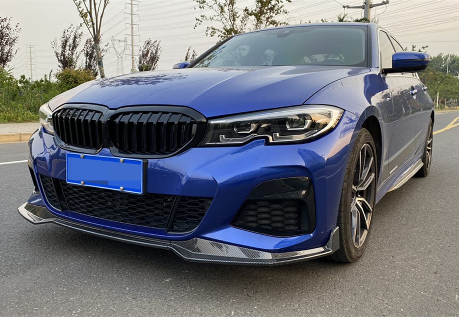 Auto Auto -Front -Stoßfänger -Splitter -Lippenspoiler für Bm-W 3er G20 320i 325i 330i 2019 2020 2021 2022, Frontlippe -Schutzverkleidung,Carbon Fibre Look von PEKMAR