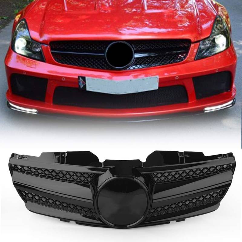 Auto Front Racing Kühlergrill, für Mercedes Benz SL-Class R230 2003-2007, Auto Frontstoßstange,Black von PEKMAR