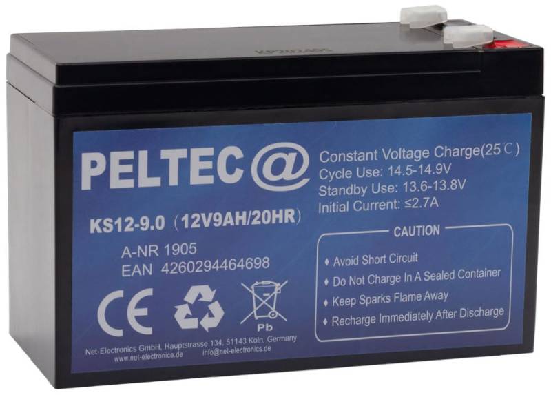 PELTEC Premium Blei AGM VLRA Gel Akku Batterie 12V 9Ah - ersetzt auch 7Ah 9,5Ah 9.5AH 10Ah (zyklenfest + wartungsfrei) von PELTEC@