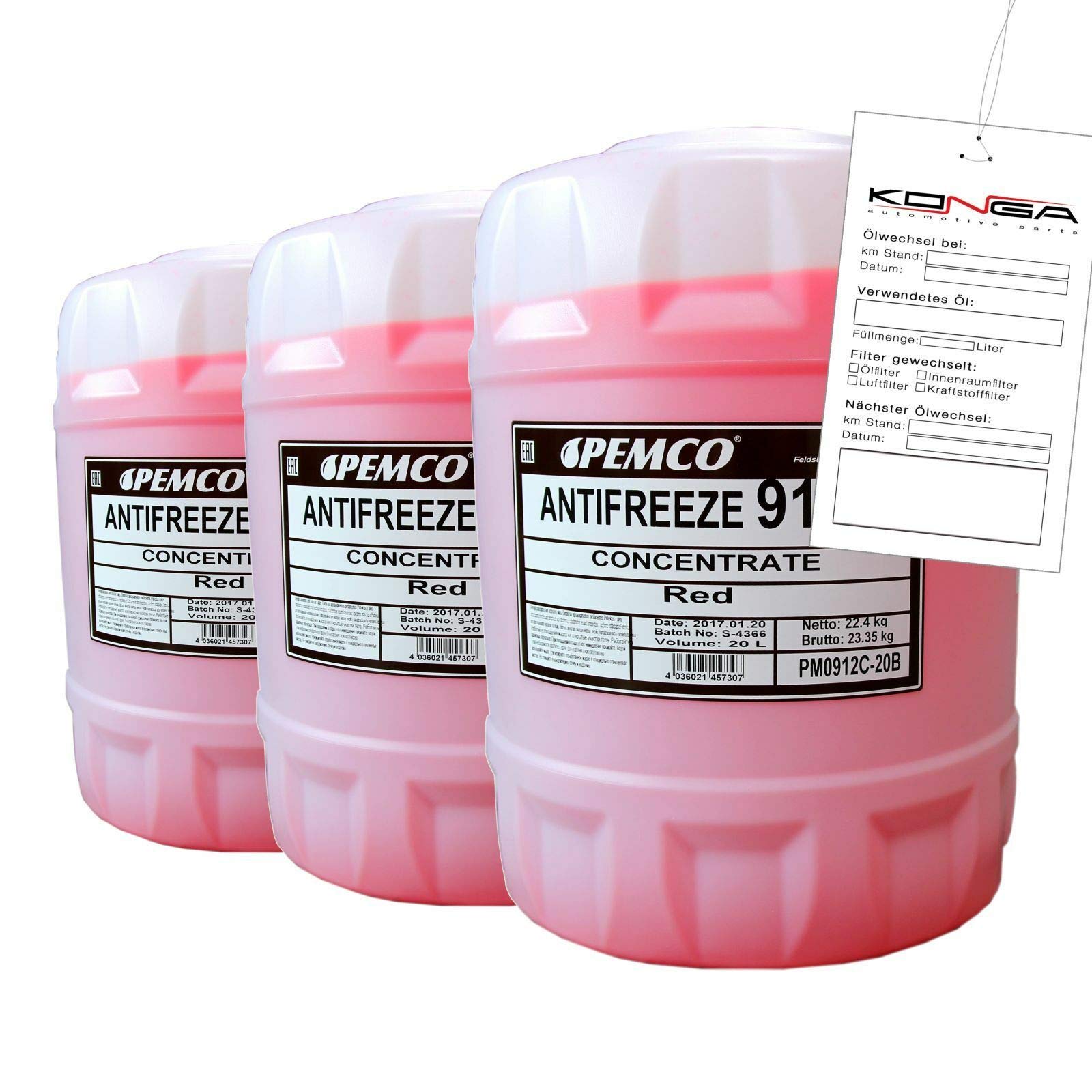 60 Liter PEMCO ANTIFREEZE 912+ Kühlerfrostschutz Konzentrat rot von PEMCO