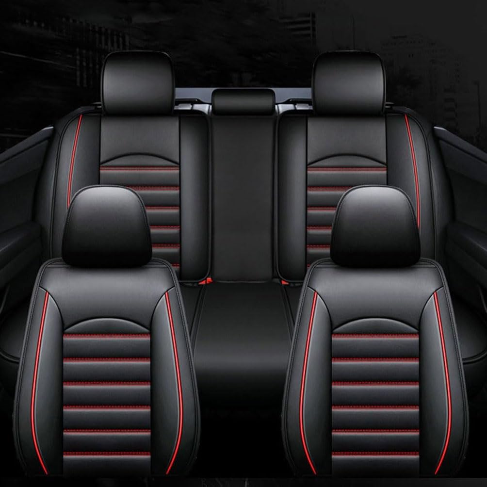 PENGFNB Auto Sitzbezügesets für Mitsubishi Lancer 8. Generation 2006-2016, Schonbezüge Full Setr Sitzbezug Vordersitze Rücksitzschoner Sitzschoner Wasserdichtes Zubehör,Black-red von PENGFNB