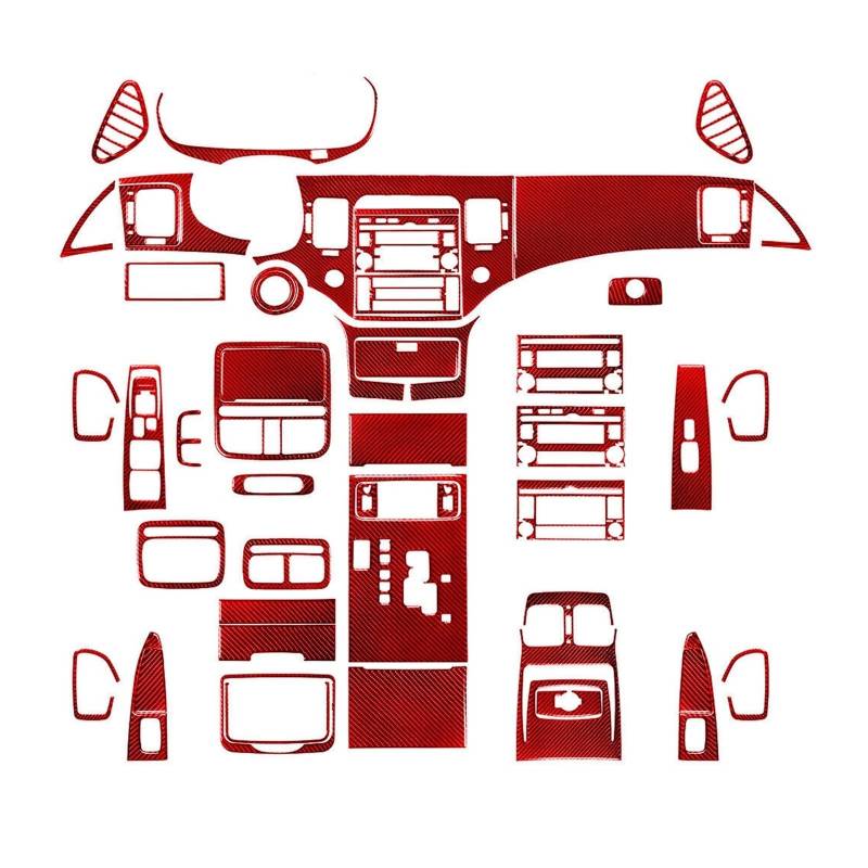 Innenleisten 51-teiliges Carbon-Look-Innenset Mit Rotem Aufkleber Für Azera 2006 2007 2008 2009 2010 2011 von PENGJ