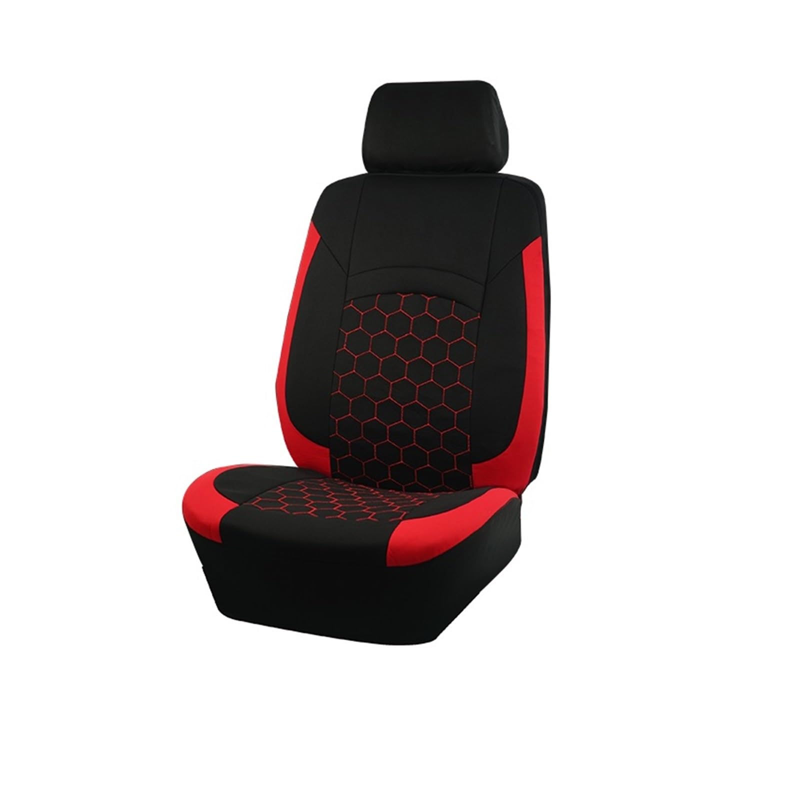 Innenleisten Universal-Polyester-Hexagon-Stickerei-Rennwagen-Sitzbezüge-Set Mit Verbundschwamm-Reißverschluss(Rot,2 pcs) von PENGJ