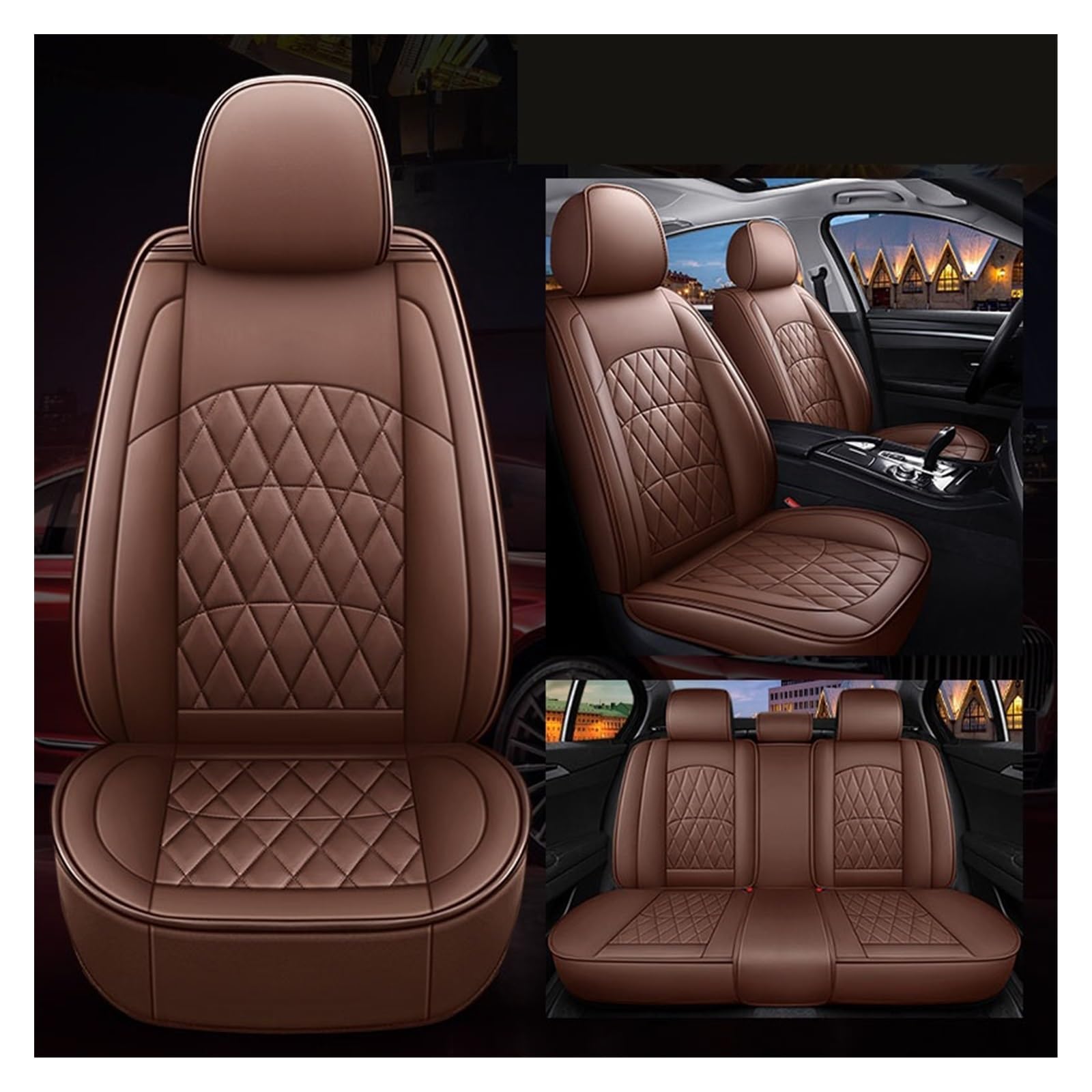 Innenleisten Universelle Kunstleder-Autositzbezüge Für E87 1 Serie E81 E82 E88 F20 F21 F52 F40 Zubehör Innendetails(Coffee,5 Seat) von PENGJ