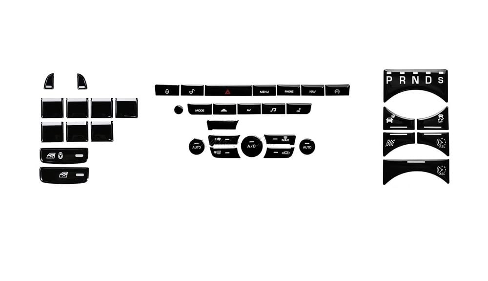 Auto Knopfdekoration Kompatibel Mit Jaguar Für XF X250 XK XKR XJ XJL X351 Schwarzer Knopfaufkleber Autoinnenraum-Reparaturverkleidung Abdeckung Für Armaturenbrett Mittelkonsole(M for set 13-15) von PENGNAQP