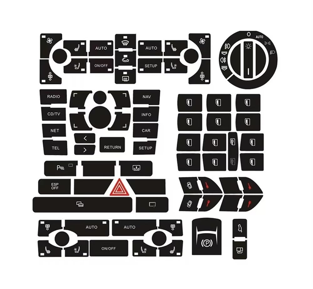 PENGNAQP Auto Knopfdekoration Kompatibel Mit A8 D3 2002-2009 Innenaufkleber Upgrade des Zentralen Bedienfelds Zierknopf Reparaturaufkleber Fensterschalterleiste von PENGNAQP