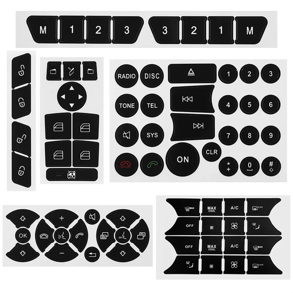 PENGNAQP Auto Knopfdekoration Kompatibel Mit Benz Für CLA CLS GLE GLK 2012-2017 Auto-Klimaanlagen-Panel Windows-Bedienradknopf-Reparaturaufkleber(Style B) von PENGNAQP