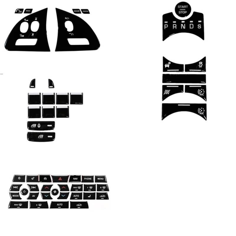 PENGNAQP Auto Knopfdekoration Kompatibel Mit Jaguar Für XF X250 XK XKR XJ XJL X351 Schwarzer Knopfaufkleber Autoinnenraum-Reparaturverkleidung Abdeckung Für Armaturenbrett Mittelkonsole(O for Set) von PENGNAQP