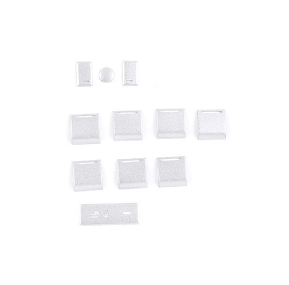 PENGNAQP Auto Knopfdekoration Kompatibel Mit Land Für Rover Für Discovery 5 Für Range Für Rover Sport Aluminiumlegierung Auto-Innenfensterheber-Schalter-Patch-Aufkleber-Zubehör(11 Piece Silver) von PENGNAQP