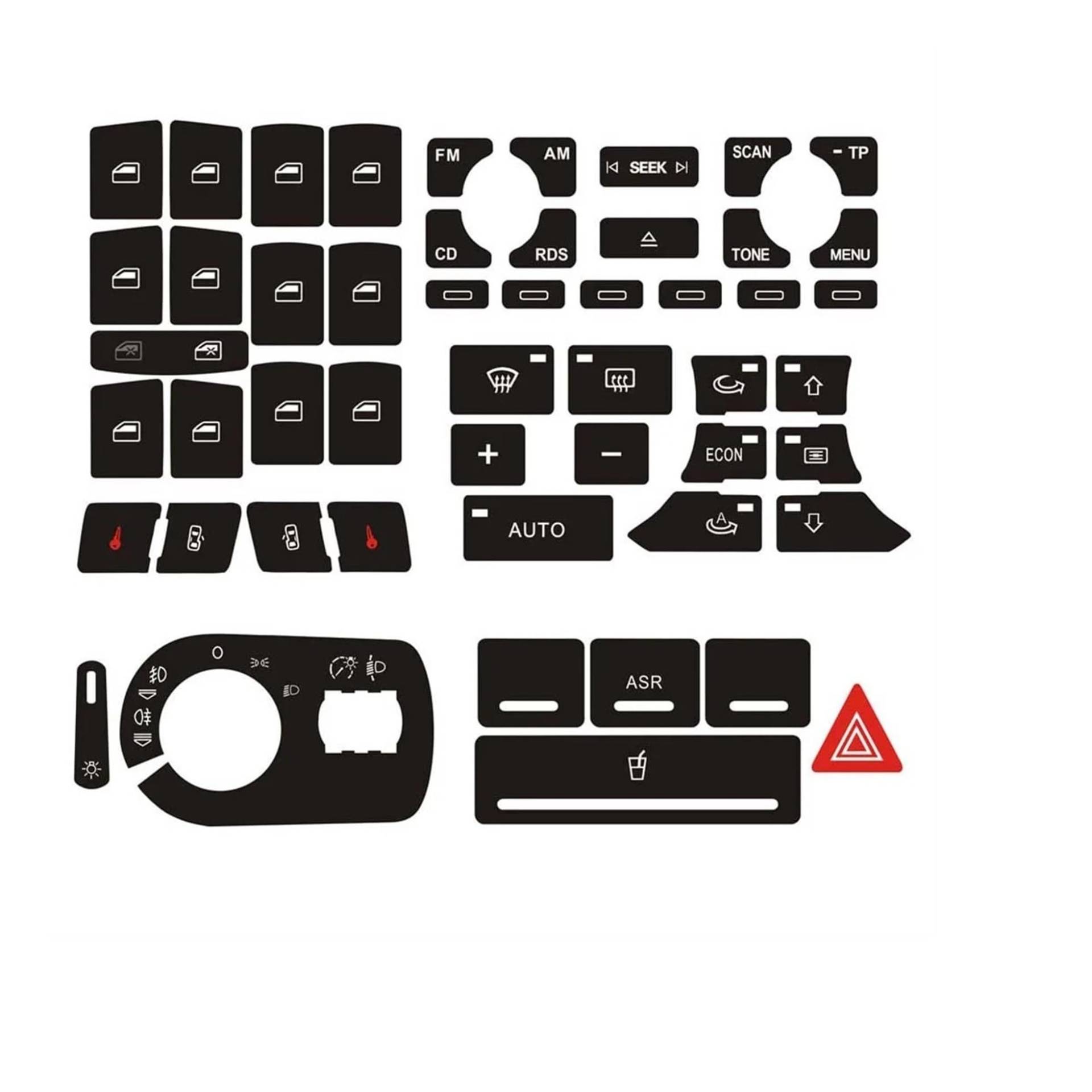 PENGNAQP Auto Knopfdekoration Kompatibel mit A3 8P 2004-2008 Radio ESP Scheinwerferknopf Reparaturaufkleber Abgenutzter Knopfschalter Innenaufkleber Dekoration Auto-Styling von PENGNAQP