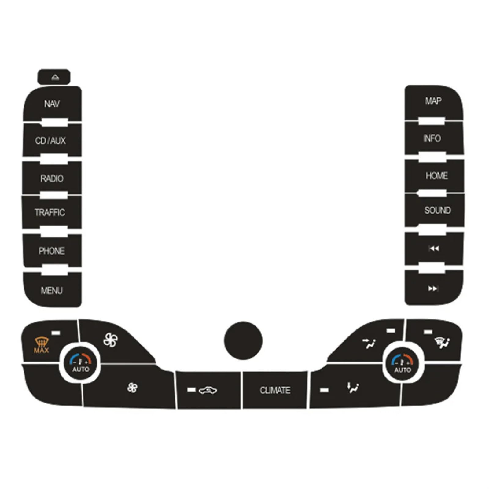 PENGNAQP Auto Knopfdekoration Kompatibel mit Ford für S-Max 2011 Autoradio AC Reparaturknopf Schalter Aufkleber Schwarz von PENGNAQP