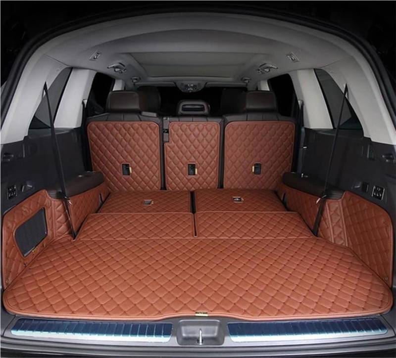 PENGNAQP Kompatibel Mit Benz Für GLS 450 Für GLS450 X167 2020-2023 7 Sitze Spezial-Kofferraummatten Kofferraumteppiche Cargo-Liner Kofferraummatte(Brown) von PENGNAQP