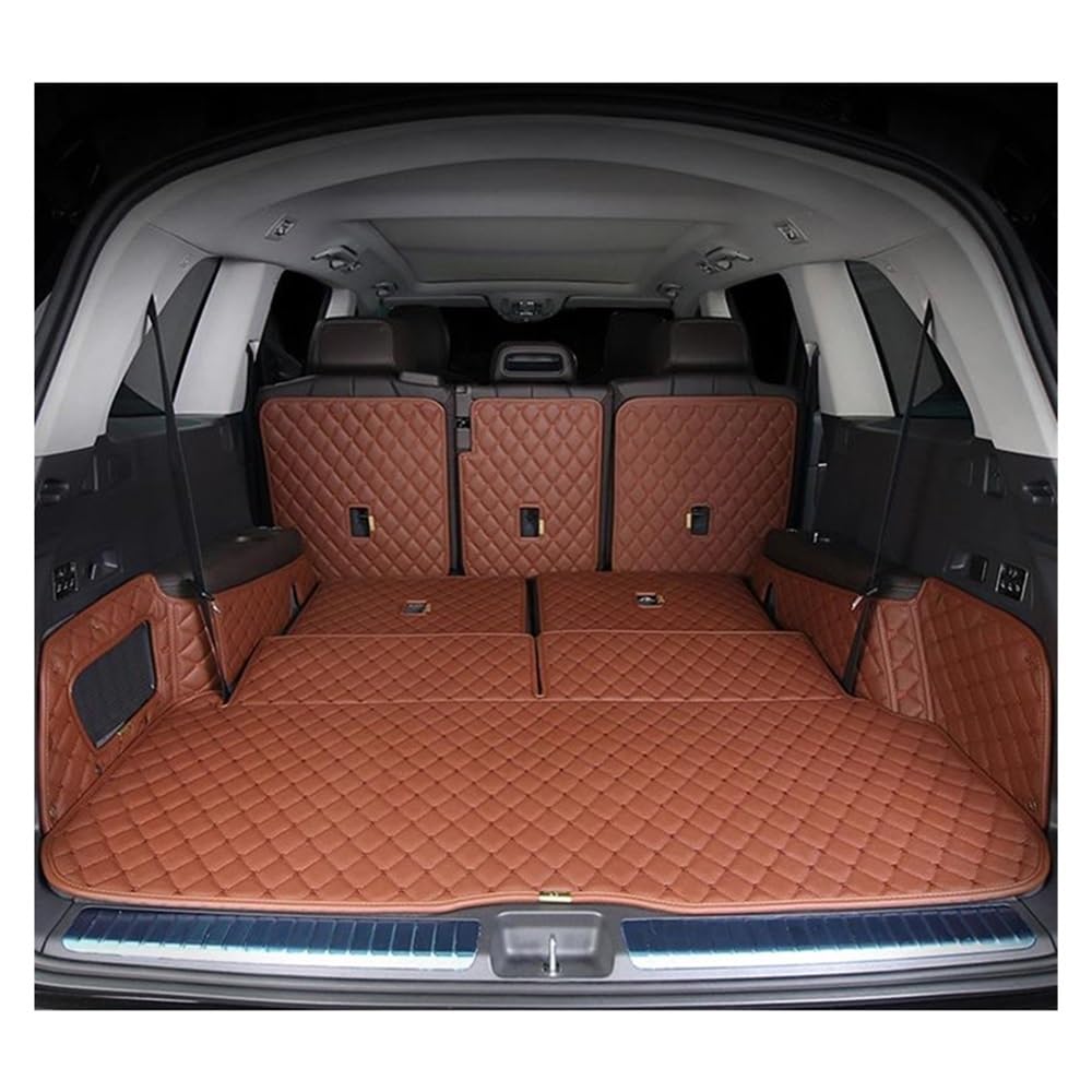 PENGNAQP Kompatibel Mit Benz Für GLS 450 Für X167 2020 2021 2022 2023 7 Sitze Spezielle Kofferraummatten Kofferraumteppiche Cargo-Liner Kofferraummatte(Brown) von PENGNAQP