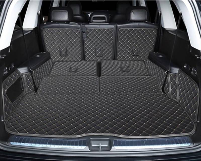 PENGNAQP Kompatibel Mit Benz Für GLS400d X167 2020 2021 2022 2023 7 Sitze Cargo Liner Matte Kofferraum Teppiche Abdeckung Spezielle Kofferraummatten Kofferraummatte(Black beige) von PENGNAQP