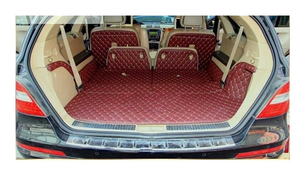 PENGNAQP Kompatibel Mit Benz Für R-Klasse W251 6 Sitze 2006–2018 Kompletter Satz Kofferraummatten wasserdichte Kofferraumteppiche Cargo-Liner-Matte Kofferraummatte(Wine red) von PENGNAQP