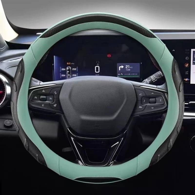 PENGNAQP Kompatibel Mit Chevrolet Für Captiva Für Equinox Für Trax Für Tracker PU-Auto-Lenkräder-Abdeckung 38 cm 15 Zoll Interieur-Zubehör(Green) von PENGNAQP