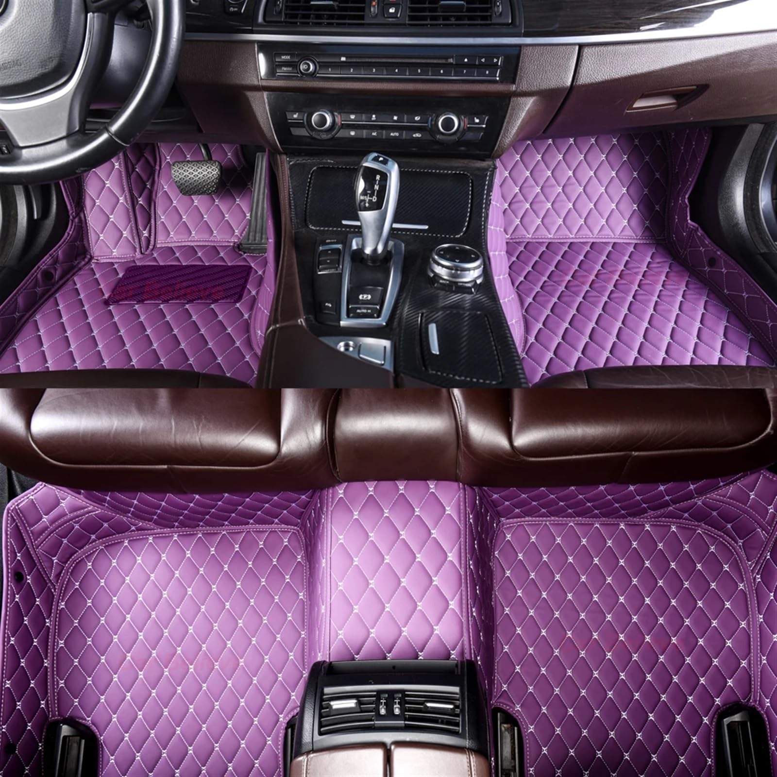 PENGNAQP Kompatibel Mit FIAT Für Grand Für Punto 2005~2009 Auto-Fußmatten Innenausstattung PU-Teppiche Teppiche Fußpolster(Purple) von PENGNAQP