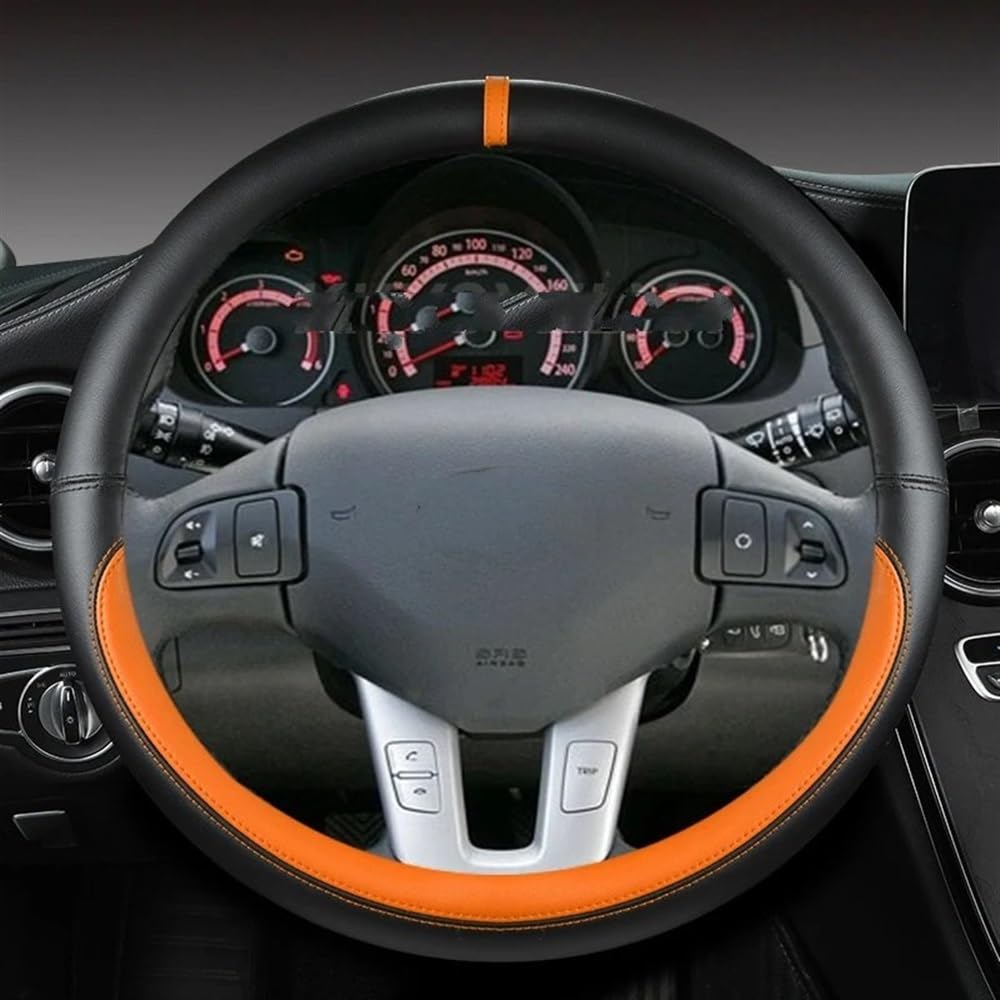 PENGNAQP Kompatibel Mit Kia Für Ceed Für Cee'd 2010 2011 2012 PU-Auto-Lenkradabdeckung 38 cm Interieur-Zubehör(Orage) von PENGNAQP