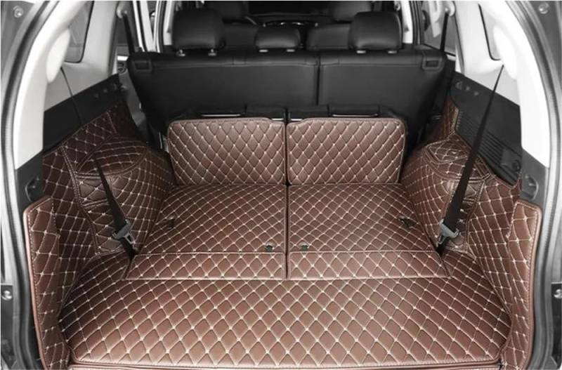 PENGNAQP Kompatibel Mit Mitsubishi Für Montero Sport 7 Sitze 2016-2024 Spezielle Kofferraummatten wasserdichte Kofferraumteppiche Matte Cargo Liner Cover Kofferraummatte(Coffee) von PENGNAQP