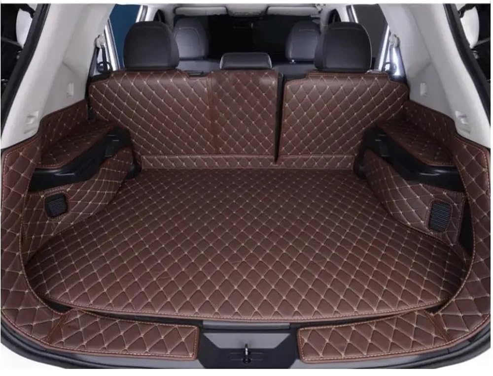 PENGNAQP Kompatibel Mit Nissan Für X-Trail Für Rogue 5 Sitze 2013–2020 PU-Kofferraummatte Cargo-Liner Teppich Kofferraummatte(Coffee) von PENGNAQP