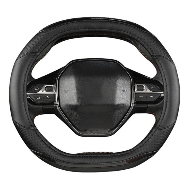 PENGNAQP Kompatibel Mit Peugeot Für 3008 4008 5008 Auto-Lenkradabdeckung Kohlefaser-PU Auto-Zubehör Innenausstattung Interieur-Zubehör(Black) von PENGNAQP