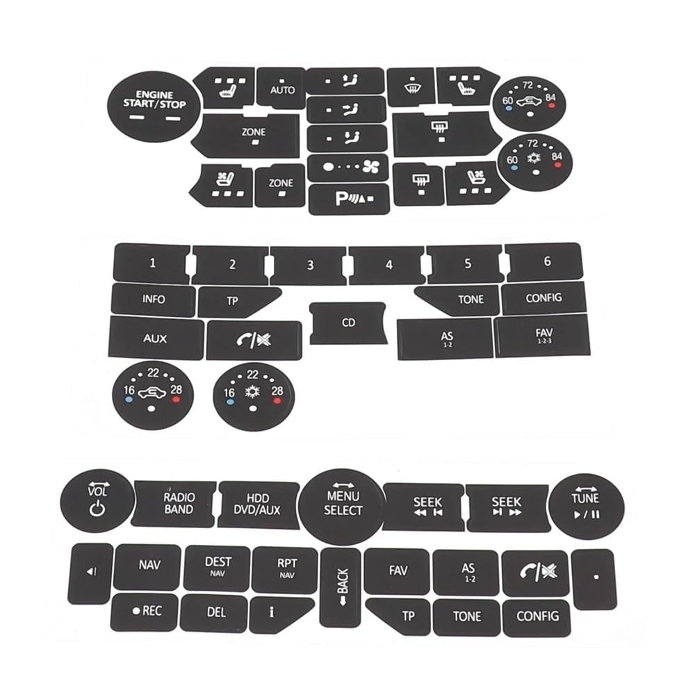 PENGNAQP Kompatibel Mit SAAB Für 95NG 94X 3rd Gen Auto Mittelkonsole Knopf Reparatur Aufkleber Aufkleber Aufkleber Interieur-Zubehör von PENGNAQP