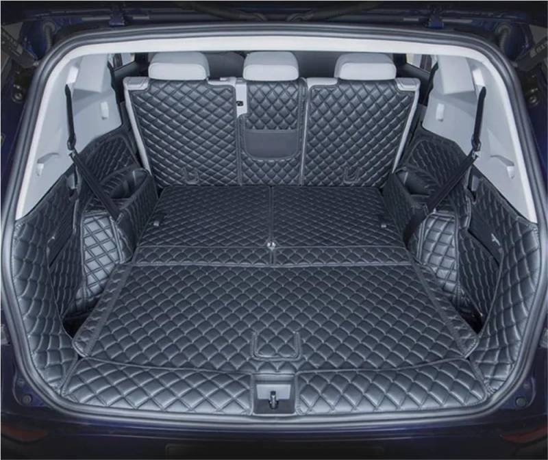 PENGNAQP Kompatibel Mit VW Für ID.6 Für CROZZ 6 7 Sitze 2021 2022 Komplettset Kofferraummatten Cargo Liner Kofferraumteppiche Gepäckmatte Kofferraummatte(6 Seats Black Black) von PENGNAQP