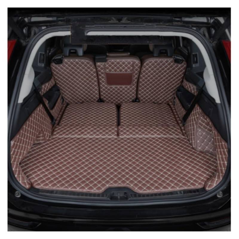 PENGNAQP Kompatibel Mit Volvo Für XC90 2015 2016 2017 2018–2024 Cargo-Liner PU-Kofferraummatten Kofferraummatte(Brown with Buttons) von PENGNAQP