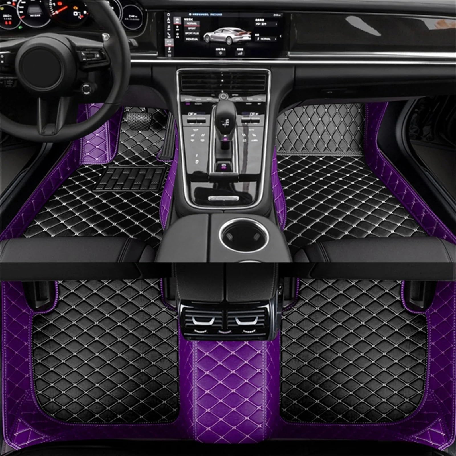 PENGNAQP Kompatibel mit 1er-Serie F20 4-Türer 2011-2019 LHD maßgeschneiderte Auto-Fußmatten Innenausstattung, PU(Purple Black 5 Seat) von PENGNAQP