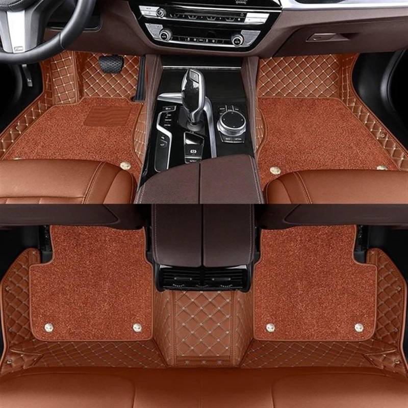 PENGNAQP Kompatibel mit Benz für C-Klasse W204 2007–2014 benutzerdefinierte zweischichtige Auto-Fußmatten PU-Innenteppiche Autozubehör(Brown) von PENGNAQP