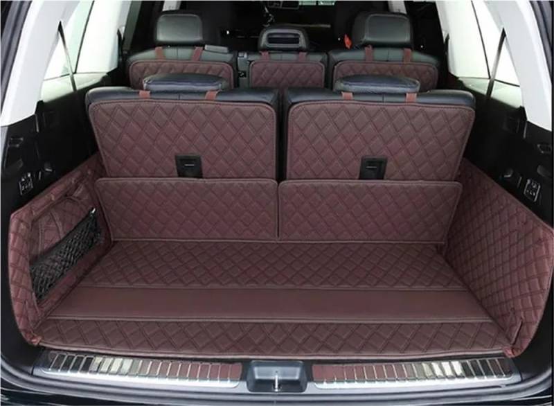 PENGNAQP Kompatibel mit Benz für EQS 580 SUV 7 Sitze 2023 2024 Spezial-Kofferraummatten wasserdichte Cargo-Liner-Kofferraumteppichabdeckung Kofferraummatte(7 Seats Wine red) von PENGNAQP