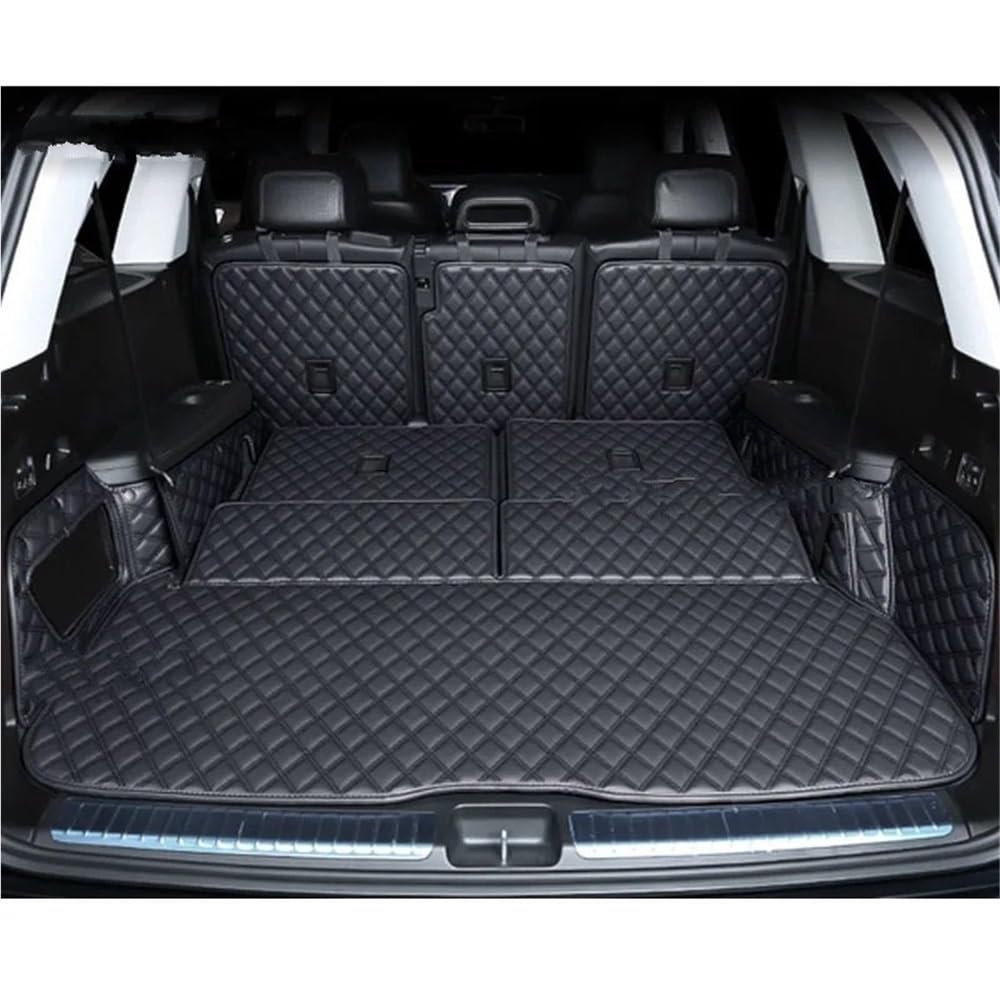 PENGNAQP Kompatibel mit Benz für GLS 400 450 X167 2020-2023 Kofferraummatten Cargo Liner Schutzabdeckung Pads Heckteppich Kofferraummatte(7 Seats Black) von PENGNAQP