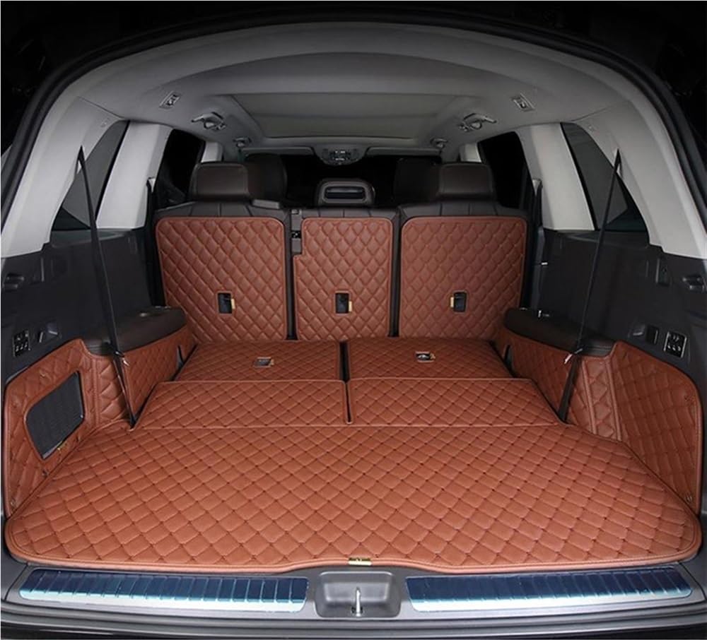 PENGNAQP Kompatibel mit Benz für GLS 450 für GLS450 X167 7 Sitze 2020 2021 2022 2023 spezielle Kofferraummatten Kofferraumteppiche Cargo-Liner Kofferraummatte(Brown) von PENGNAQP