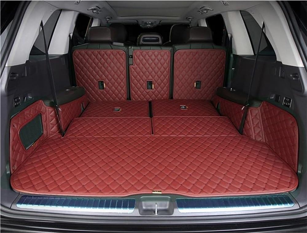 PENGNAQP Kompatibel mit Benz für GLS 450 für GLS450 X167 7 Sitze 2020 2021 2022 2023 spezielle Kofferraummatten Kofferraumteppiche Cargo-Liner Kofferraummatte(Wine red) von PENGNAQP