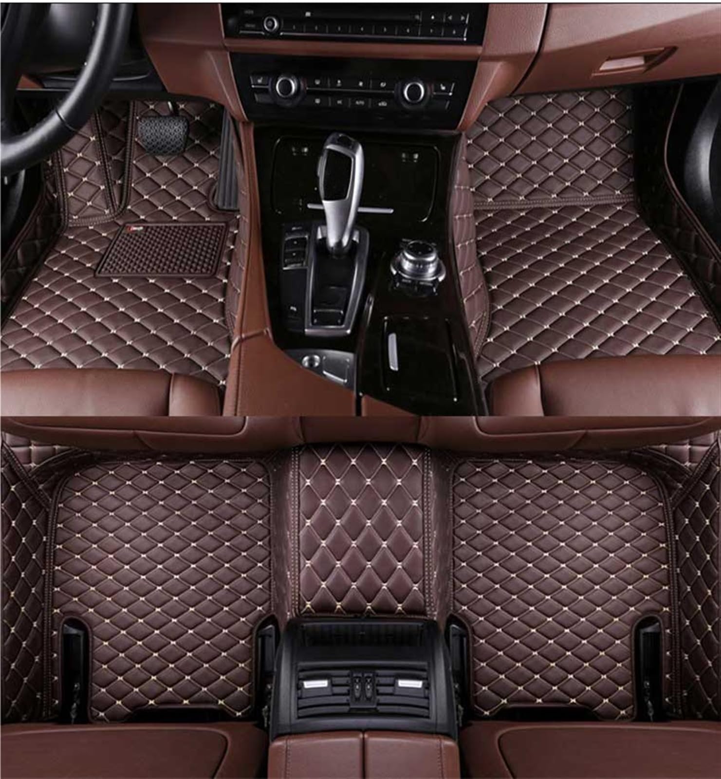 PENGNAQP Kompatibel mit Cadillac für Escalade 2006–2010 5-Sitzer-Auto-Fußmatten Teppiche Custom Styling PU-Fußteppiche(LHD 3pcs Coffee) von PENGNAQP