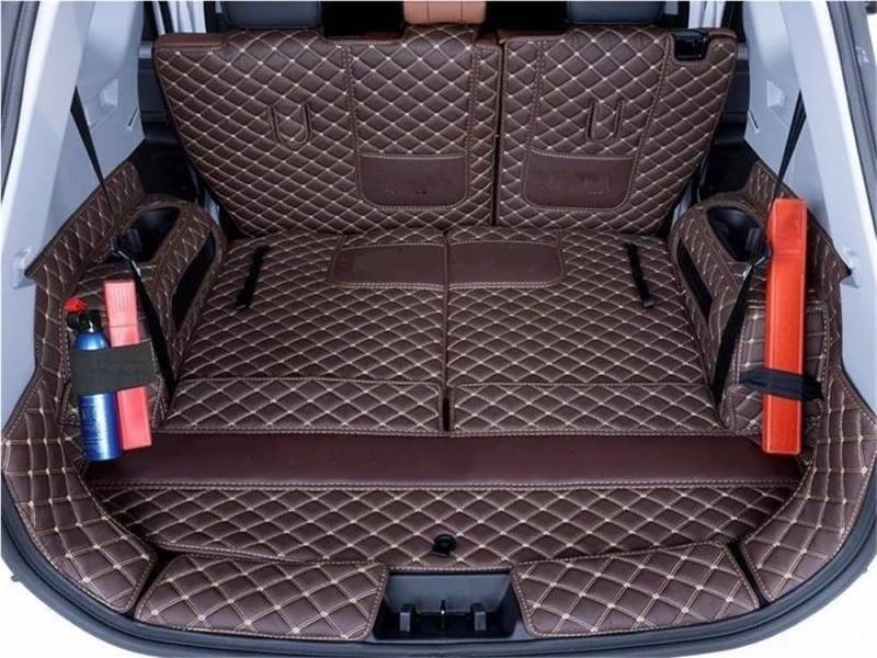 PENGNAQP Kompatibel mit Chery für Tiggo 8 2020 2021 2022 2023 2024 7 Sitze Kofferraummatten Cargo Liner Zubehör Kofferraummatte(Full Set Brown) von PENGNAQP