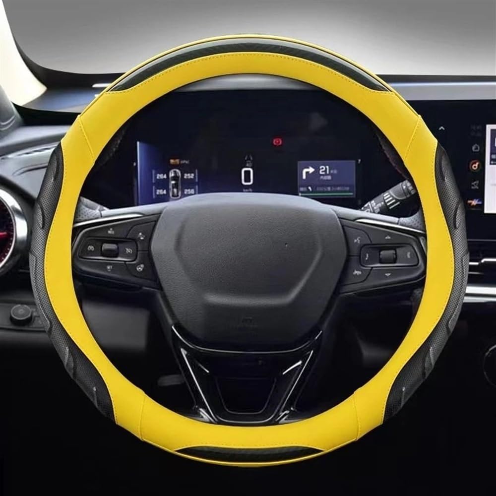 PENGNAQP Kompatibel mit Chevrolet für Cruze für Malibu für Sail für Spark PU Auto Lenkräder Abdeckung 38 cm 15 Zoll Interieur-Zubehör(Yellow) von PENGNAQP