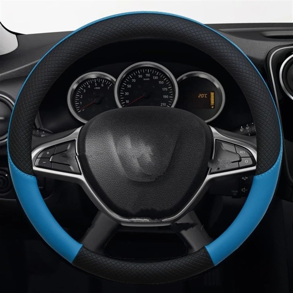 PENGNAQP Kompatibel mit Dacia für Sandero für Stepway für Logan für Dokker für Duster für Lodgy PU-Auto-Lenkradabdeckung Auto-Zubehör Interieur-Zubehör(Blue) von PENGNAQP