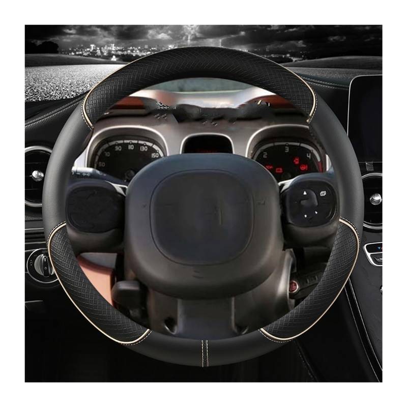 PENGNAQP Kompatibel mit FIAT für Panda 2013 2014 2015 2016 2017 2018 2019 2020 2021 2022 Auto-Lenkradbezug, Mikrofaser-Lederschutz Interieur-Zubehör(1,O Shape) von PENGNAQP