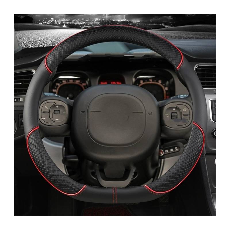 PENGNAQP Kompatibel mit FIAT für Panda 2013 2014 2015 2016 2017 2018 2019 2020 2021 2022 Auto-Lenkradbezug, Mikrofaser-Lederschutz Interieur-Zubehör(2,D Shape) von PENGNAQP