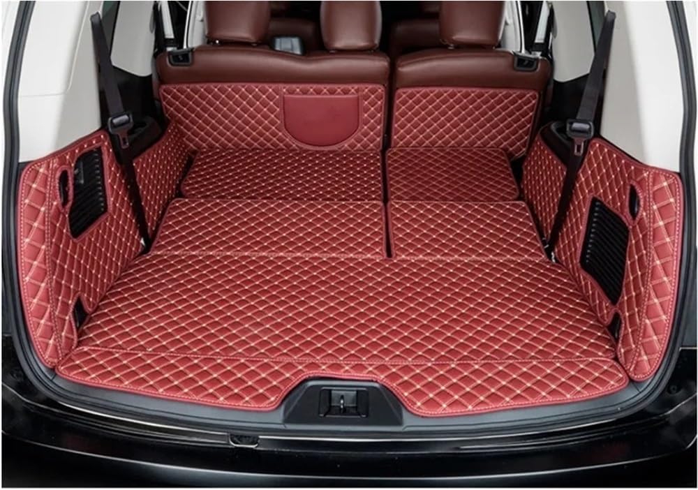 PENGNAQP Kompatibel mit Infiniti für QX80 7 8 Sitze 2013-2022 Spezielle Kofferraummatten Auto-Styling-Kofferraumteppiche Cargo Liner Kofferraummatte(7 Seats Wine red) von PENGNAQP