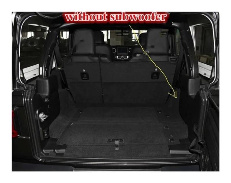 PENGNAQP Kompatibel mit Jeep für Wrangler JL 4-Türer 2018 2019 2020 2021 2022 Spezielle Kofferraummatten Cargo Liner Kofferraumteppiche Kofferraummatte(Black beige No subwoofer) von PENGNAQP