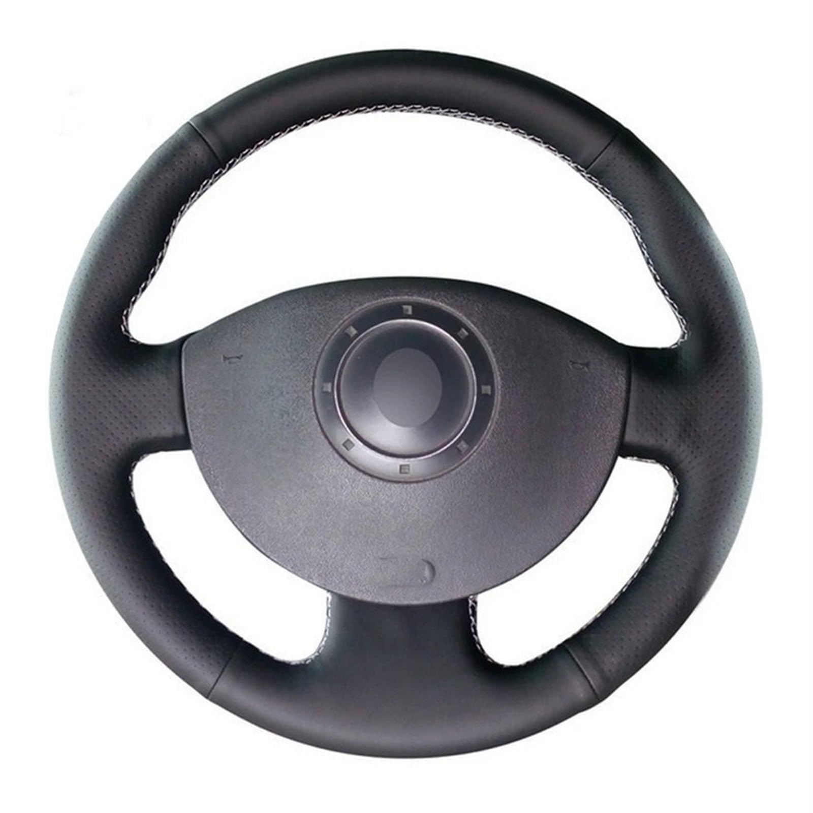 PENGNAQP Kompatibel mit Kangoo 2008 für Scenic 2 2003 2004 2005 2006 2007 2008 2009 Handgenähte Auto-Lenkradabdeckung aus schwarzem Mikrofaser-Leder Interieur-Zubehör(Blue Thread) von PENGNAQP