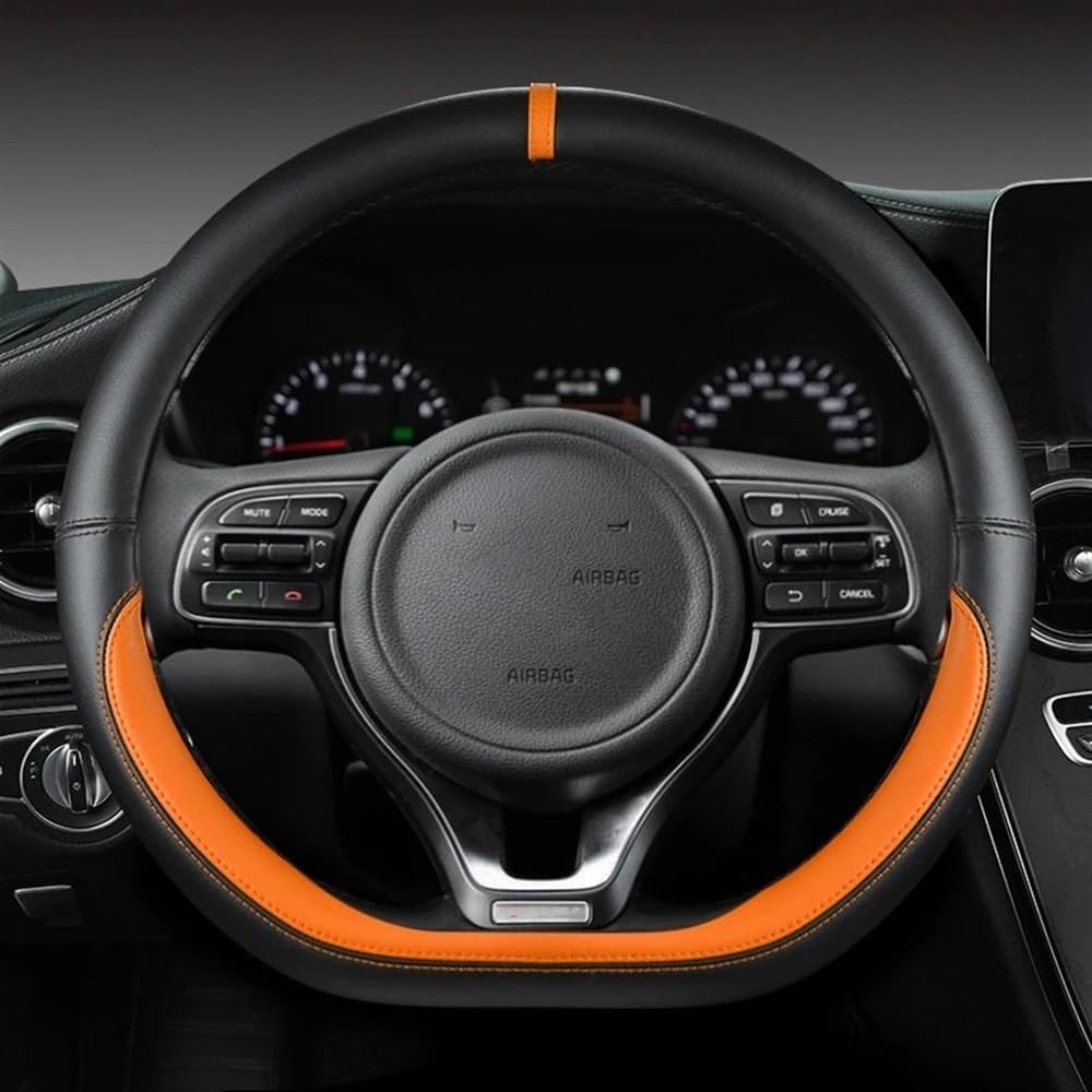 PENGNAQP Kompatibel mit Kia Für K5 Für Ceed GT Sport D Form PU Auto Lenkrad Abdeckung 38CM Interieur-Zubehör(Orange) von PENGNAQP