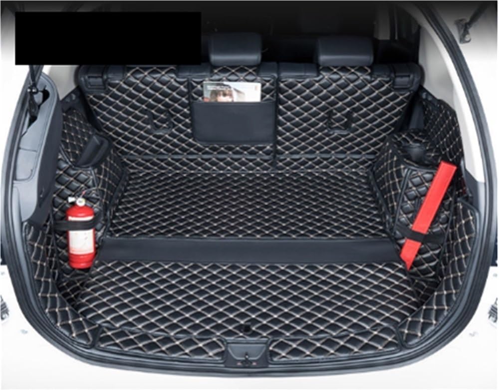 PENGNAQP Kompatibel mit Mitsubishi für Outlander 4WD 2WD 2013–2021 PU-Kofferraummatten Teppich-Zubehör Kofferraummatte(5 Seats Black) von PENGNAQP