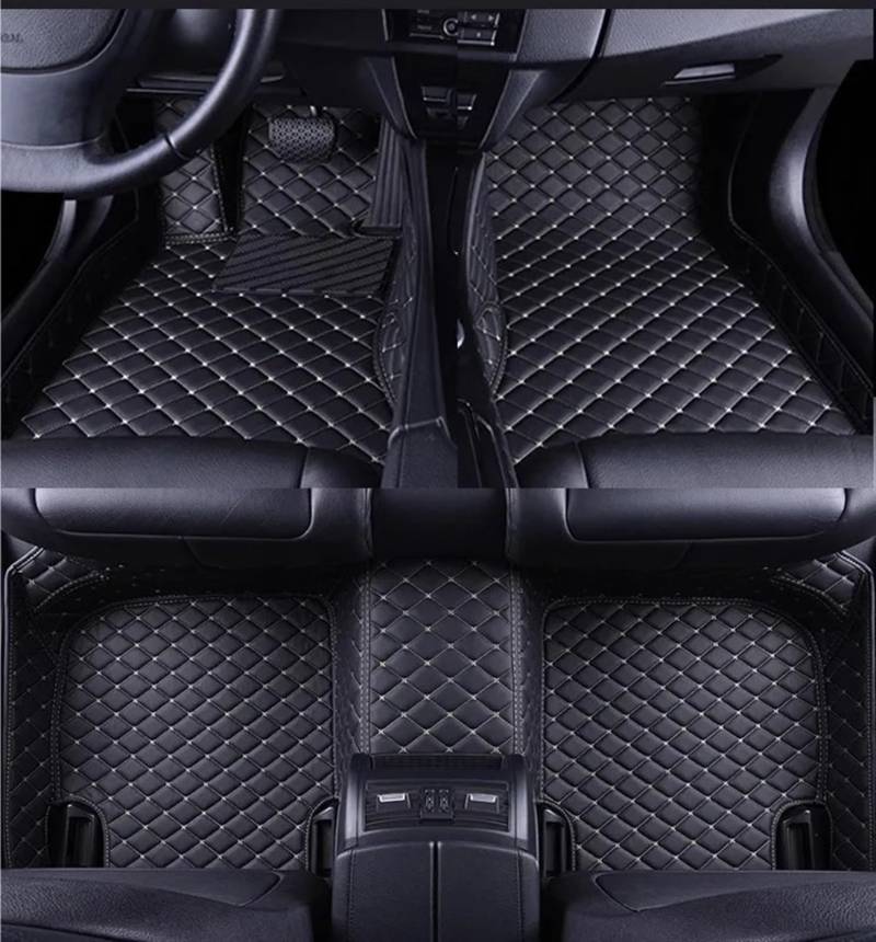 PENGNAQP Kompatibel mit Nissan für Qashqai 2020 2021 2022 2023 LHD Interior Custom 3D Auto Fußmatten PU Fußpolster(Black White 5 Seat) von PENGNAQP